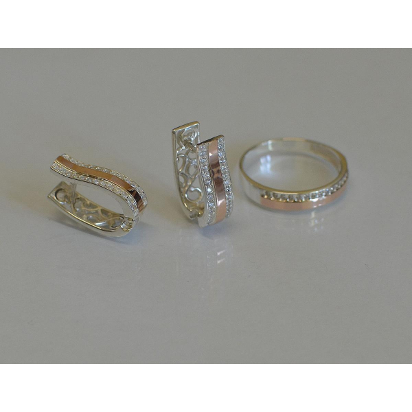 Серебряный набор с золотыми напайками (098)