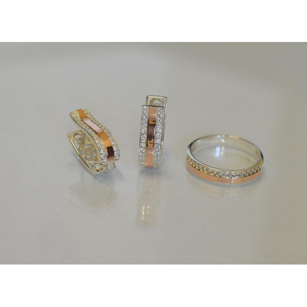 Серебряный набор с золотыми напайками (098)