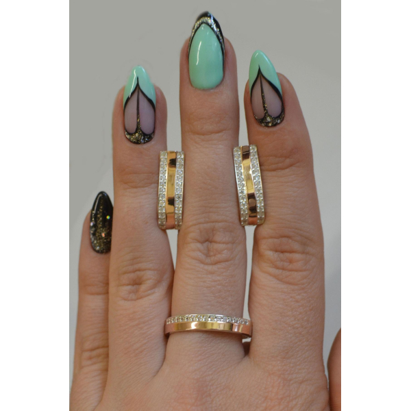 Серебряный набор с золотыми напайками (098)