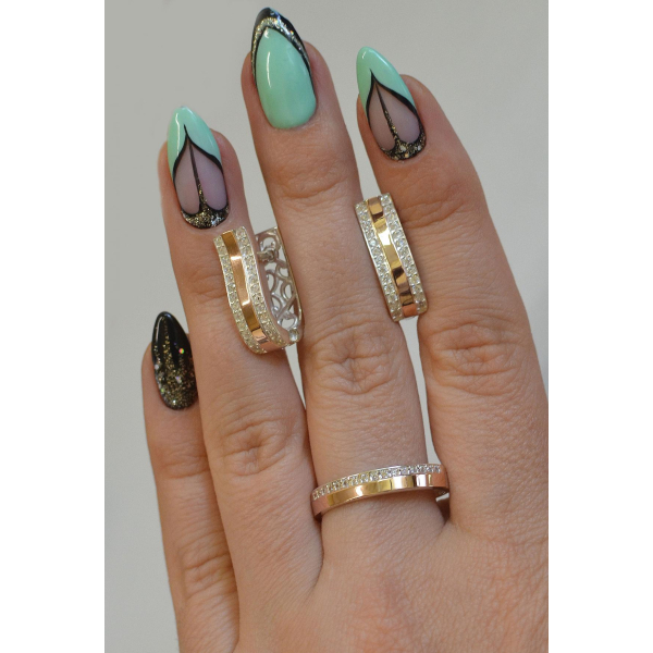 Серебряный набор с золотыми напайками (098)