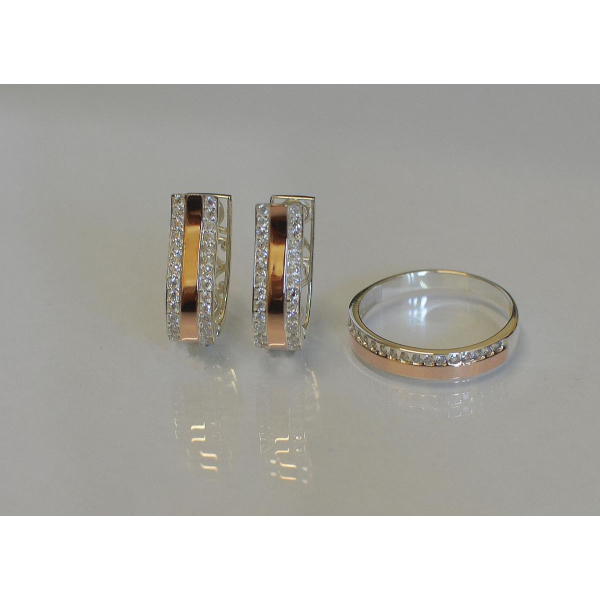 Серебряный набор с золотыми напайками (098)