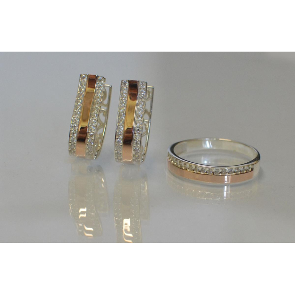 Серебряный набор с золотыми напайками (098)