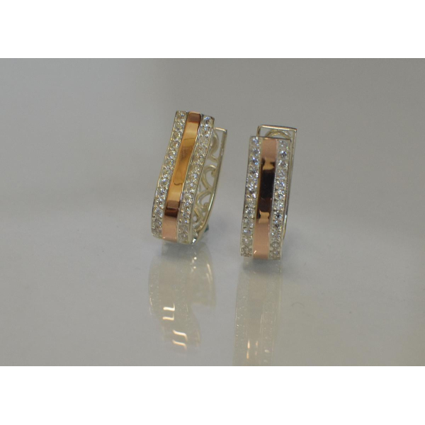 сережки серебряные с золотими накладками (098с)