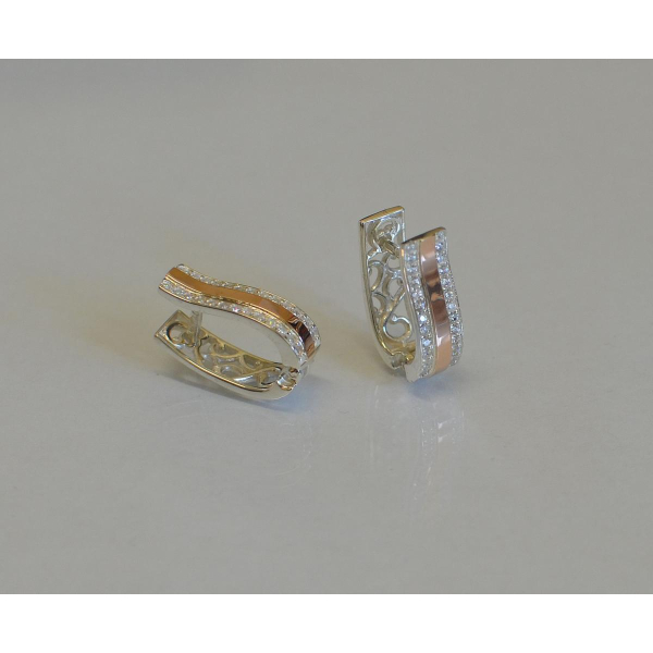 сережки серебряные с золотими накладками (098с)