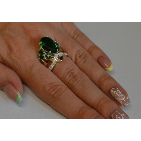 Кольцо серебряное с золотыми напайками (099к)