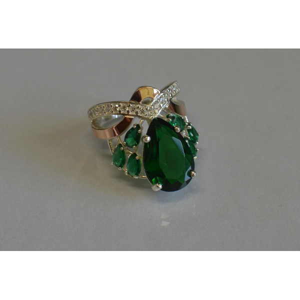 Кольцо серебряное с золотыми напайками (099к)