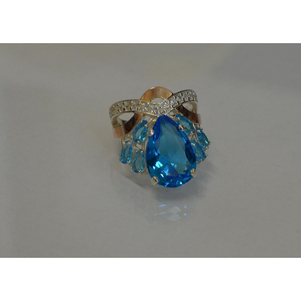 Кольцо серебряное с золотыми напайками (099к)