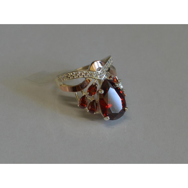 Кольцо серебряное с золотыми напайками (099к)