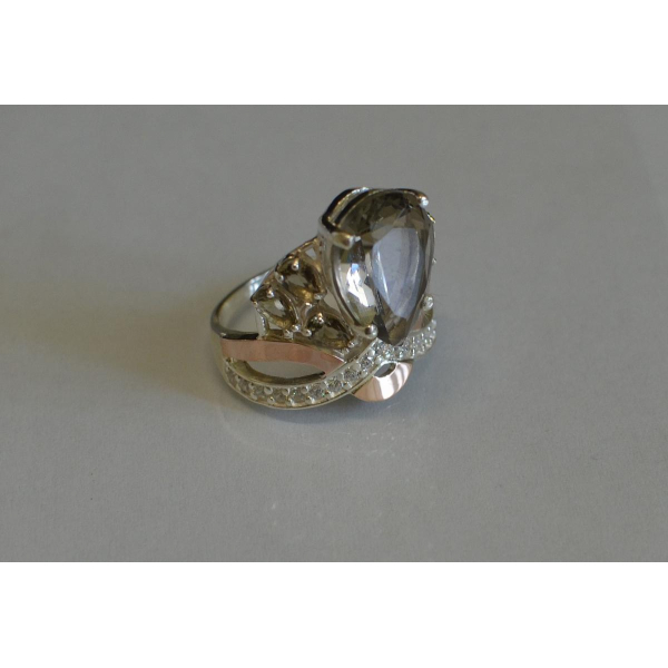 Кольцо серебряное с золотыми напайками (099к)