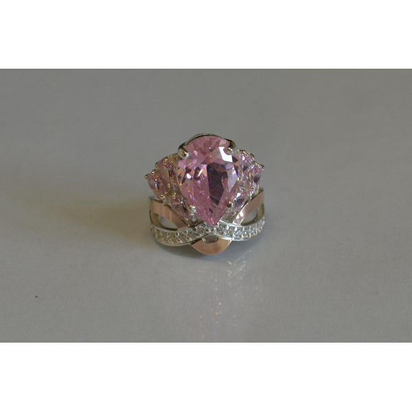 Кольцо серебряное с золотыми напайками (099к)