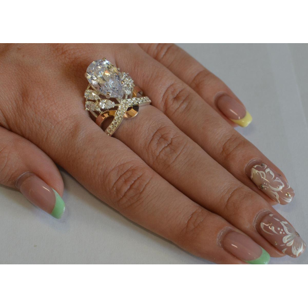 Кольцо серебряное с золотыми напайками (099к)