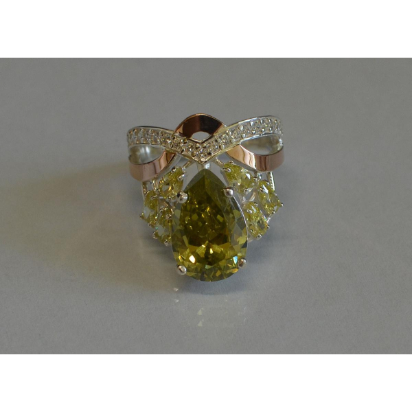 Кольцо серебряное с золотыми напайками (099к)