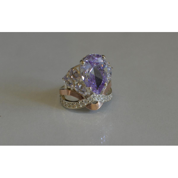 Кольцо серебряное с золотыми напайками (099к)