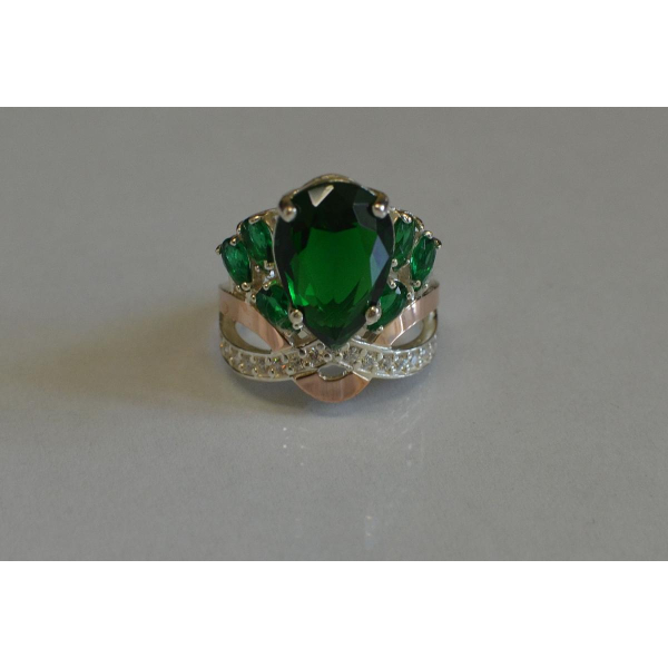 Кольцо серебряное с золотыми напайками (099к)