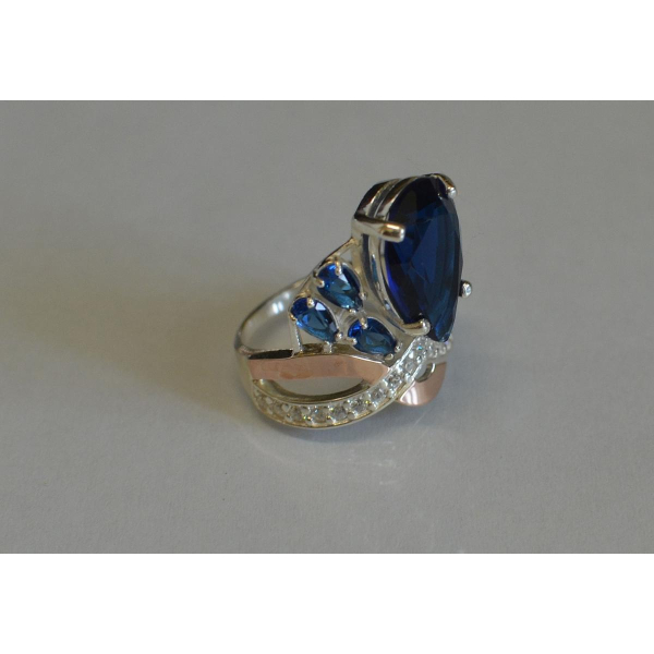 Кольцо серебряное с золотыми напайками (099к)