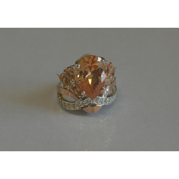 Кольцо серебряное с золотыми напайками (099к)