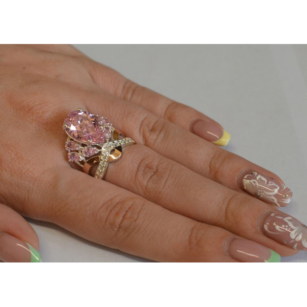 Кольцо серебряное с золотыми напайками (099к)