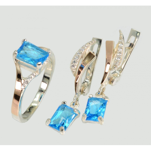 Серебряный комплект с золотыми пластинами