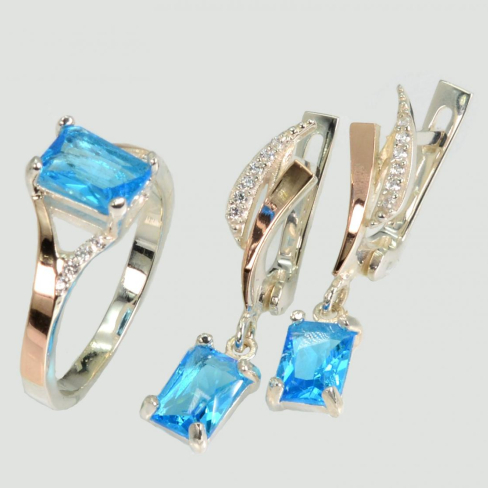 Серебряный комплект с золотыми пластинами