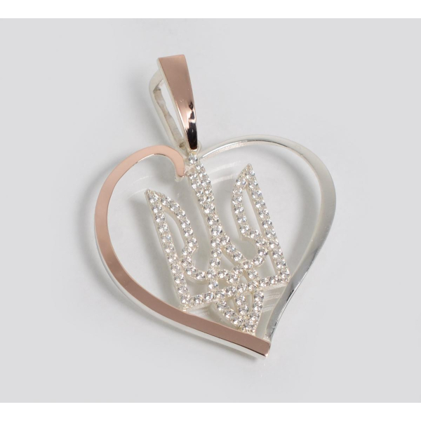 Серебряная подвеска "герб в серце" з золотими вставками (1000п)