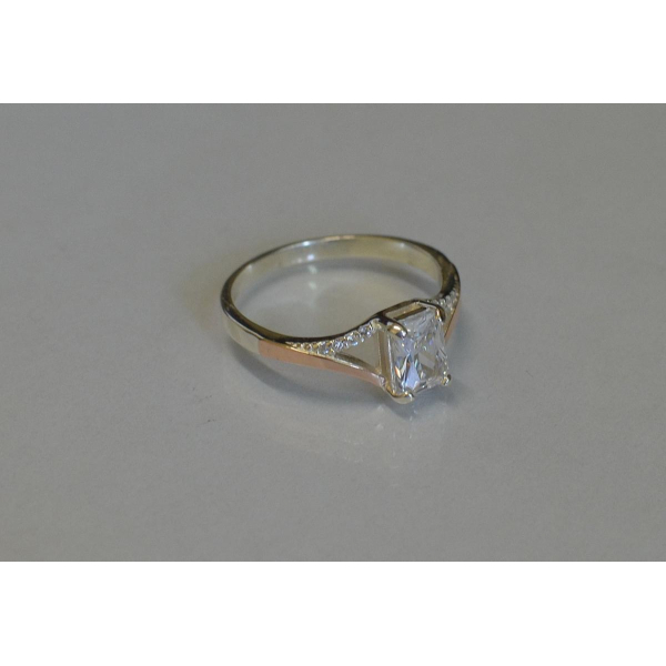 Серебряное кольцо с золотыми пластинами (100к)
