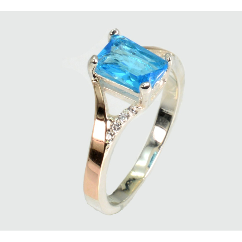 Срібна каблучка з золотими пластинами