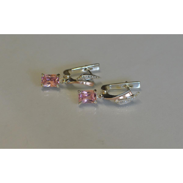 Серьги серебряные с золотыми накладками (100с)