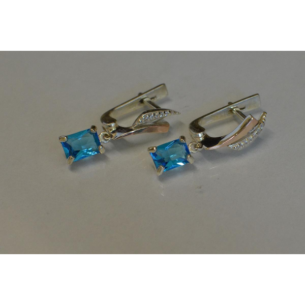 Серьги серебряные с золотыми накладками (100с)