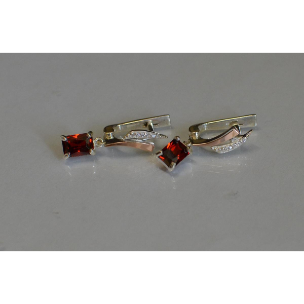 Серьги серебряные с золотыми накладками (100с)