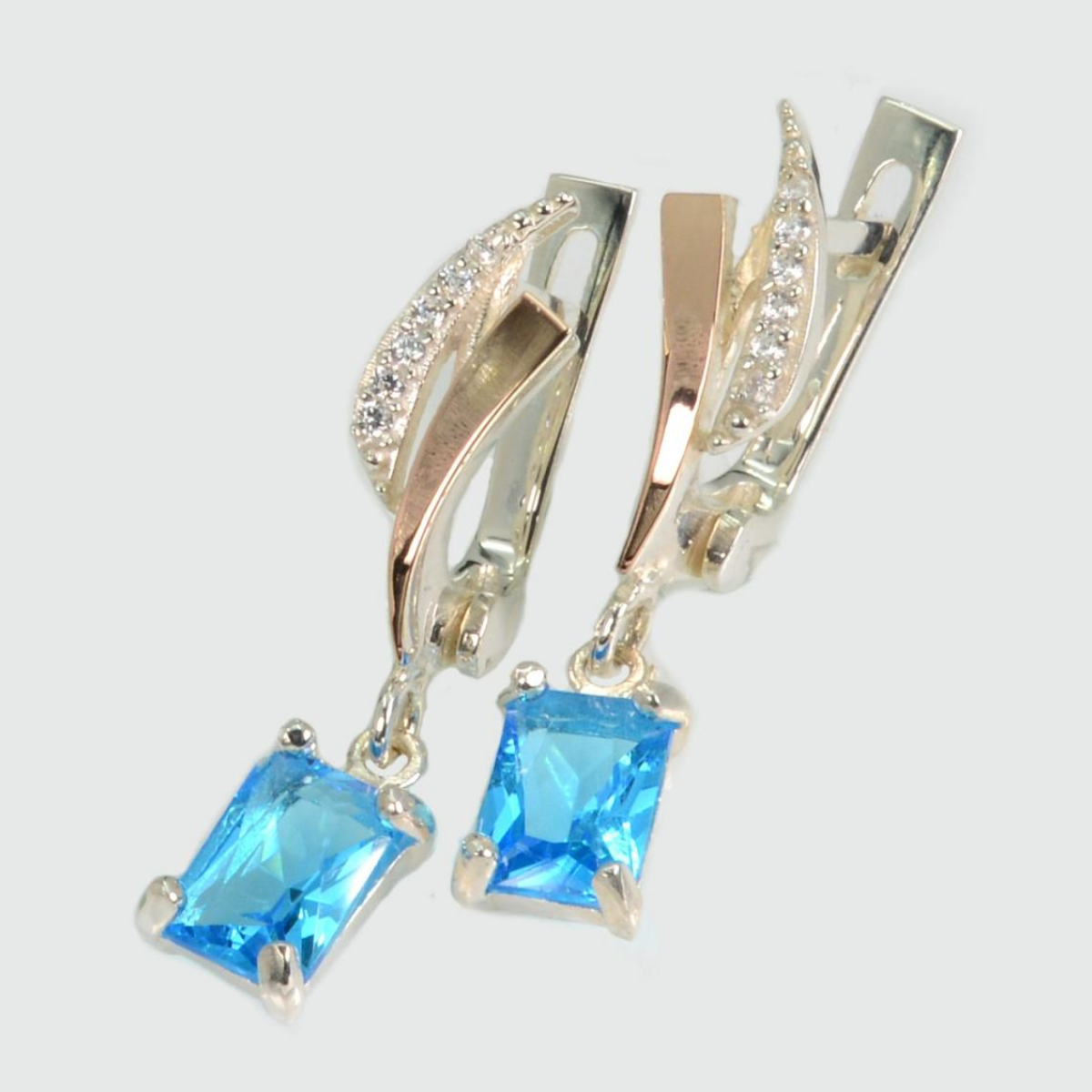 Серьги серебряные с золотыми накладками (100с)