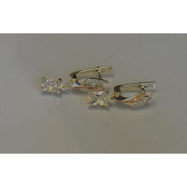 Серьги серебряные с золотыми накладками (100с)