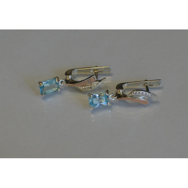 Серьги серебряные с золотыми накладками (100с)