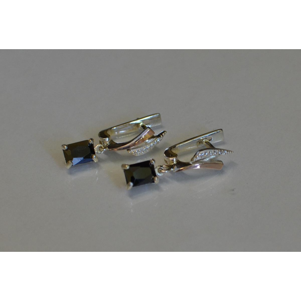 Серьги серебряные с золотыми накладками (100с)