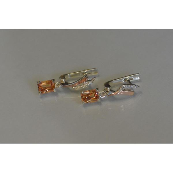 Серьги серебряные с золотыми накладками (100с)