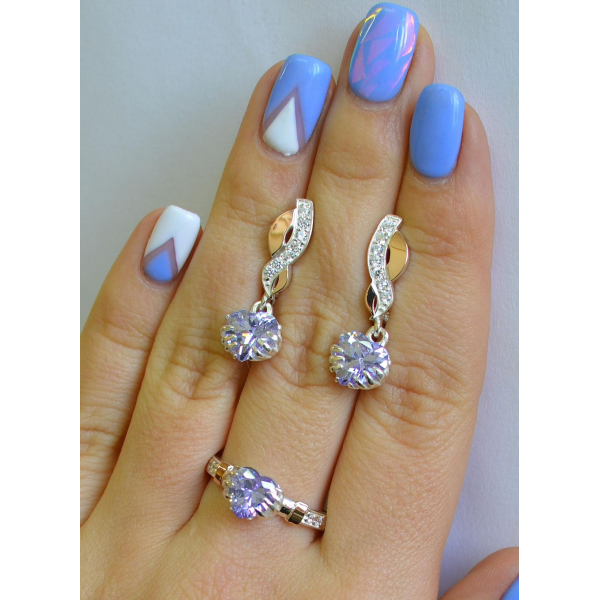 Набор серебряный с золотыми вставками (102)