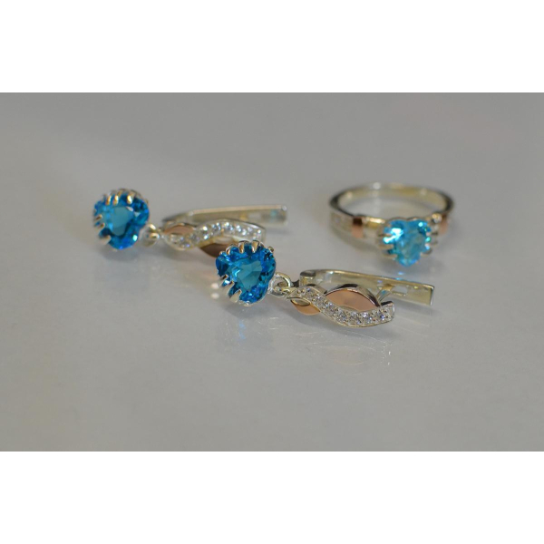 Набор серебряный с золотыми вставками (102)