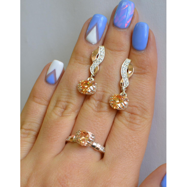 Набор серебряный с золотыми вставками (102)