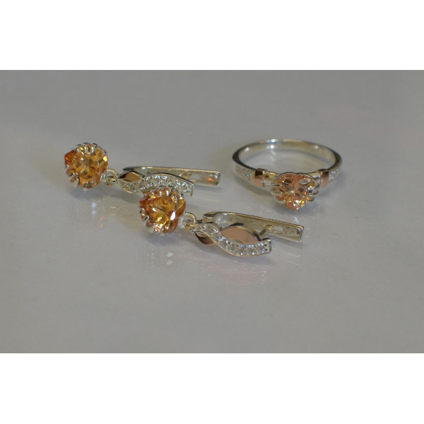 Набор серебряный с золотыми вставками (102)