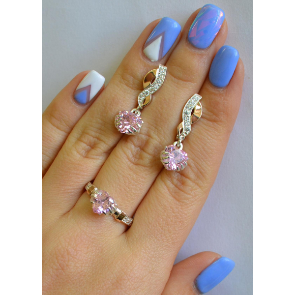 Набор серебряный с золотыми вставками (102)