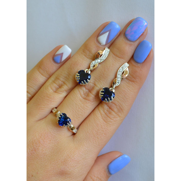 Набор серебряный с золотыми вставками (102)