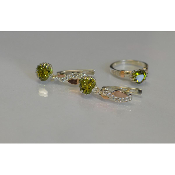 Набор серебряный с золотыми вставками (102)