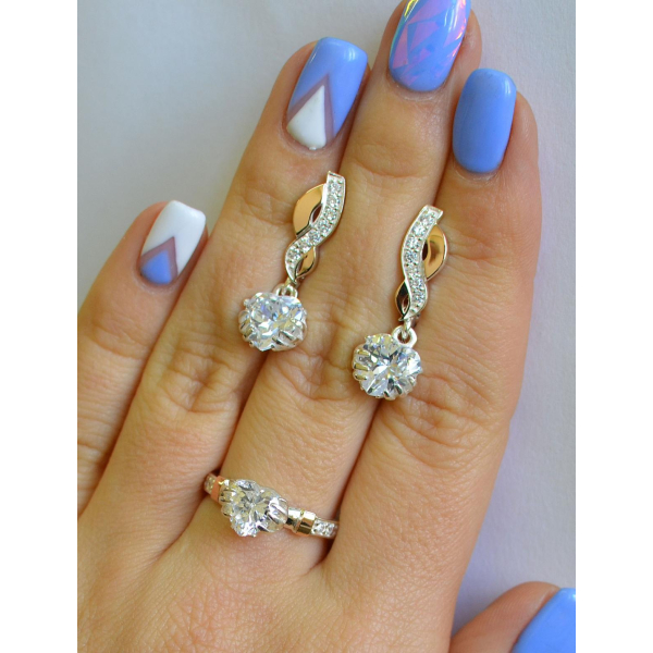 Набор серебряный с золотыми вставками (102)