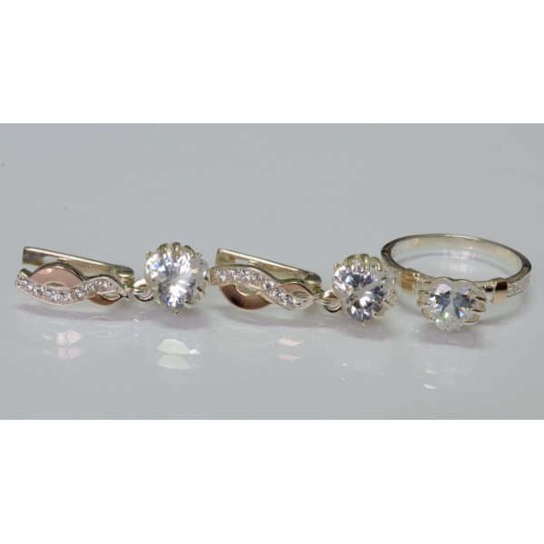 Набор серебряный с золотыми вставками (102)