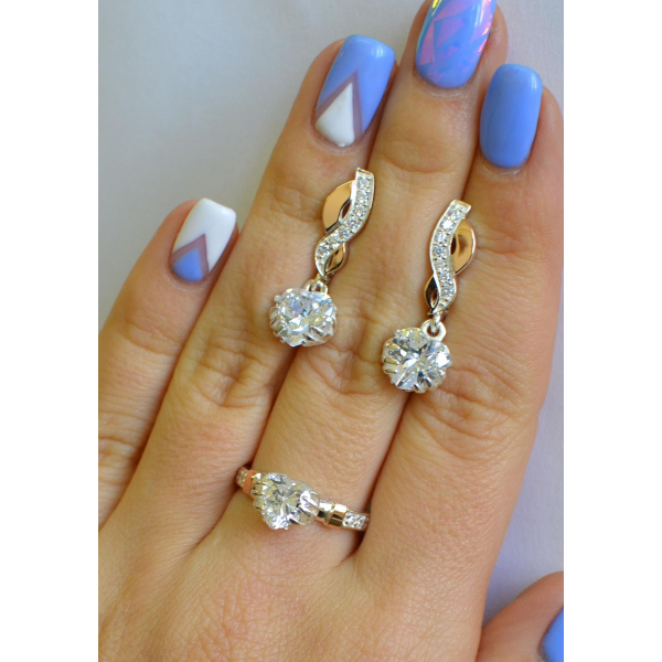 Набор серебряный с золотыми вставками (102)