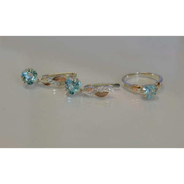 Набор серебряный с золотыми вставками (102)