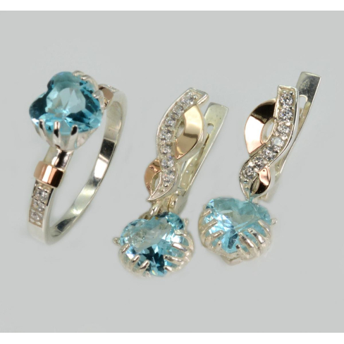 Набор серебряный с золотыми вставками