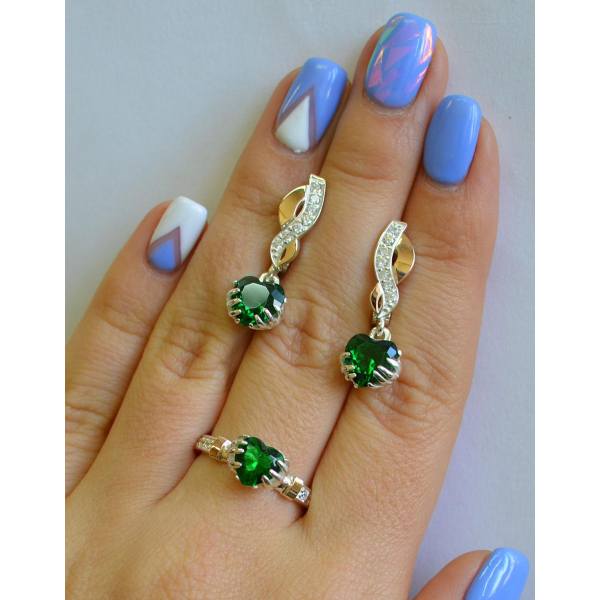 Набор серебряный с золотыми вставками (102)