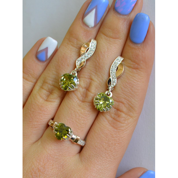 Набор серебряный с золотыми вставками (102)