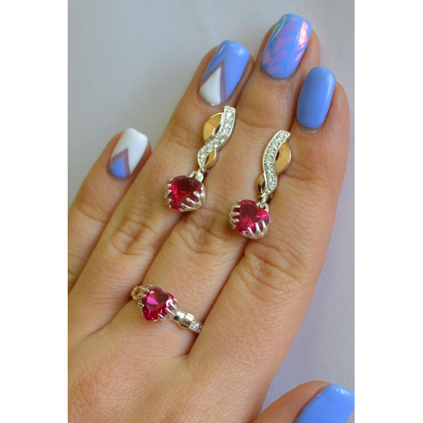 Набор серебряный с золотыми вставками (102)