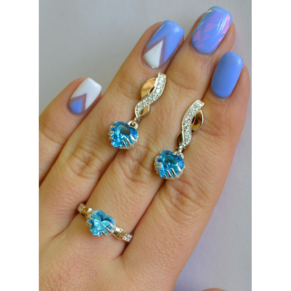 Набор серебряный с золотыми вставками (102)